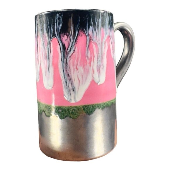 Studio Art Pottery Hand Made Single Drip Glaze Pottery Drinking Coffee Cup Mug - Picture 4 of 16